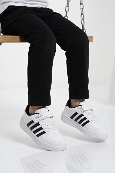Lafonten White Black Velcro Boys' Sneakers
