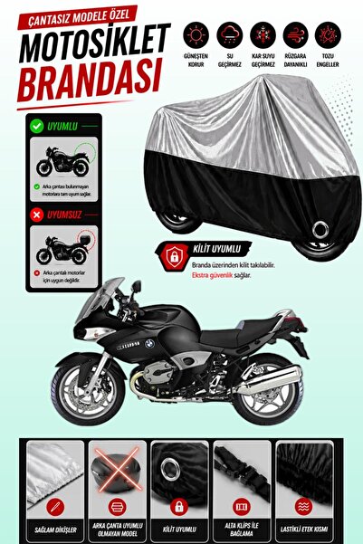 Cemku Twin غطاء محرك متوافق مع BMW R 1200 ST باللون الرمادي من الأعلى والأسود...