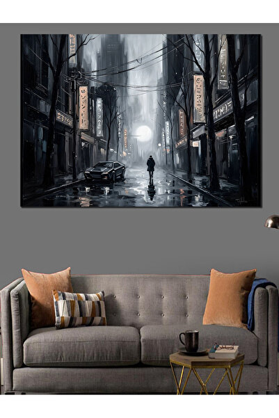 Artmeg Decorative Canvas - Mdf Wooden Tabletop with a Lonely Street in the Fo...