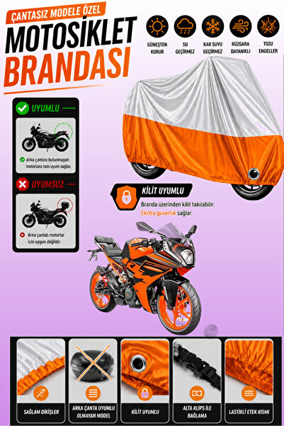 Cemku Twin غطاء محرك متوافق مع KTM 200 RC باللون الرمادي من الأعلى والبرتقالي...