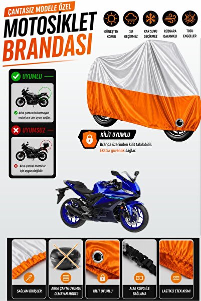 Cemku Twin غطاء محرك متوافق مع ياماها YZF R3 باللون الرمادي من الأعلى والبرتق...