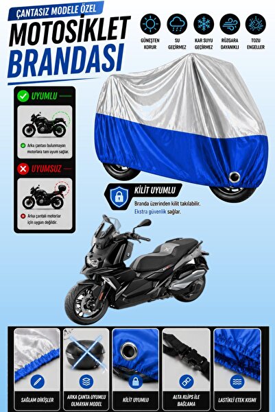 Cemku Twin غطاء محرك علوي رمادي - سفلي أزرق متوافق مع سيارة BMW C 400 X، غير ...