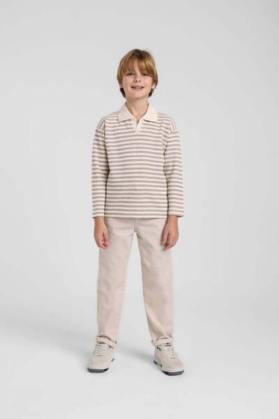 Jack Lions Jacklions Boys' 4-14 Years Old Polo Collar Knitted Sweater Cream-B...