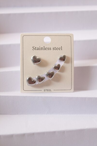 Kudi Oyuncak Mini Heart Silver Color Earrings