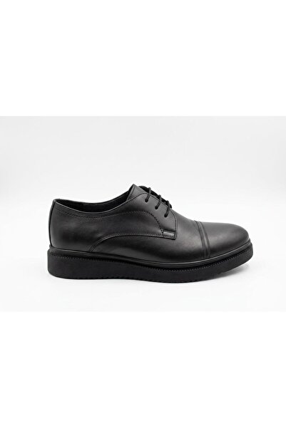 Budaks Pantofi casual clasici cu șireturi din piele naturală neagră pentru bă...