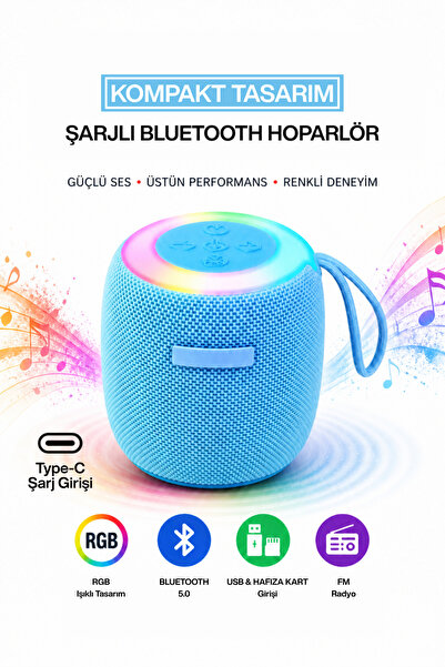 MetaForce RGB Işıklı Şarjlı Bluetooth Hoparlör - Type-C - FM Radyo - USB - HA...