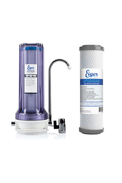 Eiger Filter Eiger Διάφανη Μονή Συσκευή Φίλτρου Νερού Άνω Πάγκου με Βρυσάκι κ...