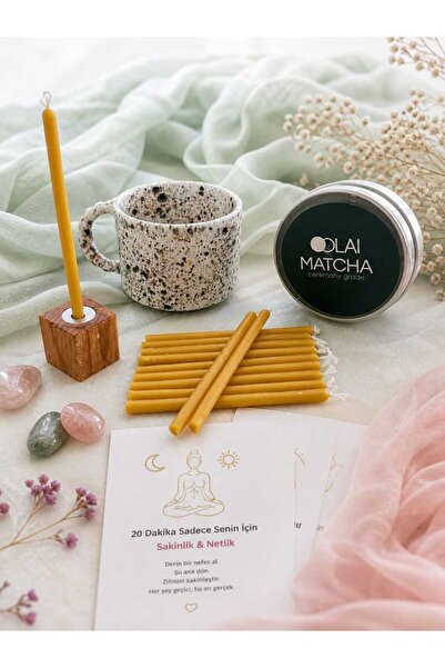 Matcha Ritüel Seti – Kendine Zaman Ayır | Meditasyon & Calm Set | Mum, Seramik Fincan & Matcha