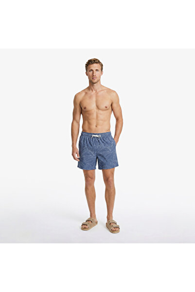 Nautica Erkek Mavi Regular Fit Desenli Deniz Şortu
