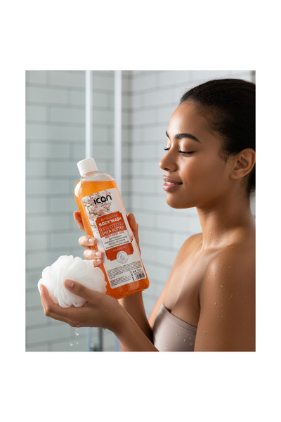 Ican London Shea Butter Body Wash with Kojic Acid 1000ml – Brightening & Exfoliating Shower Gel | Deep Moisturising, Smooth & Radiant Skin
