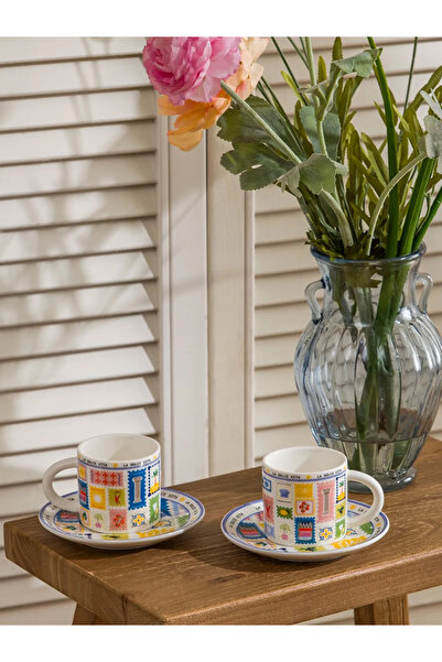 LC Waikiki LCW HOME Karışık Baskılı 2 Kişilik Porselen Kahve Fincan Takımı 90 Ml