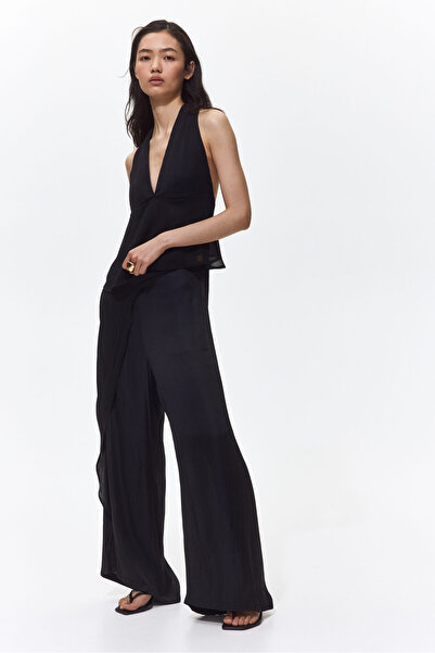 H&M Anvelop Detaylı Saten Pantolon