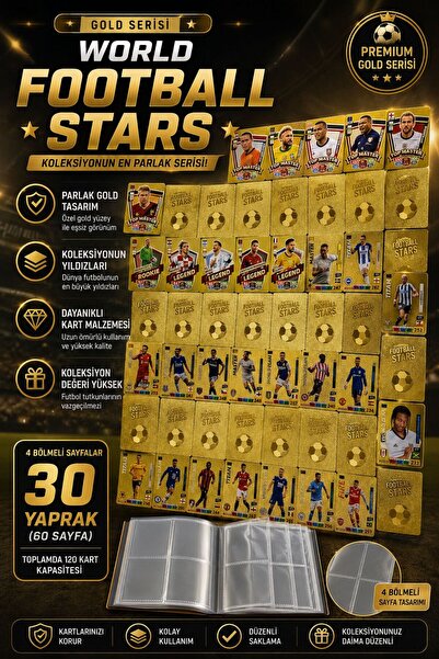 CANTEX TECH Futbolcu Oyun Karti 55 Adet GOLD Series Pocket Esnek Kırılmaz Par...