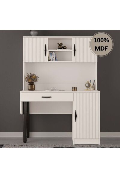 comiet Lale Mdf Kitaplıklı Dolaplı Çalışma Masası