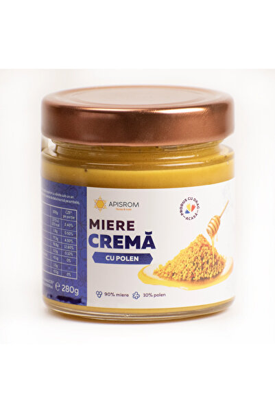 Apisrom Miere cremă cu polen, 280 g