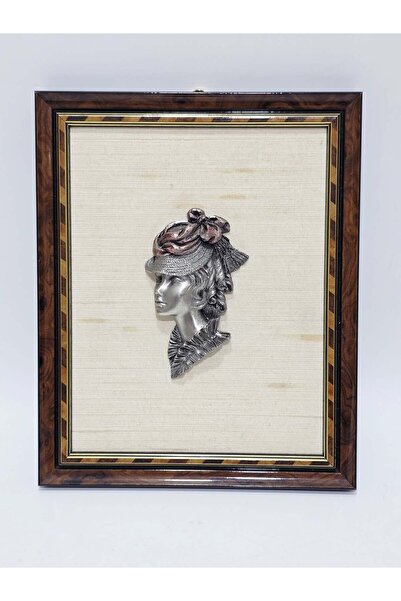 Les Etains Du Velay Woman with Hat Named Zın Frame 27X22X2Cm