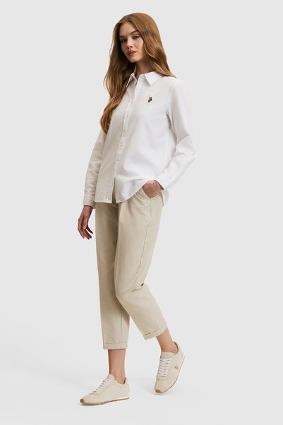 U.S. Polo Assn. Women's White Long sleeve Basic Shirt 50320204-VR013