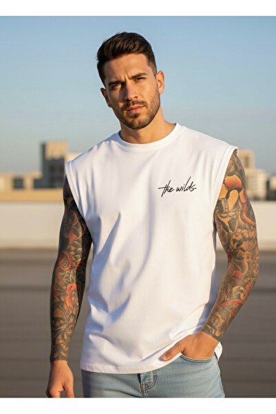 FAVORİST THE WILDS Baskılı Erkek Sıfır Kol Sporcu Kolsuz Tshirt