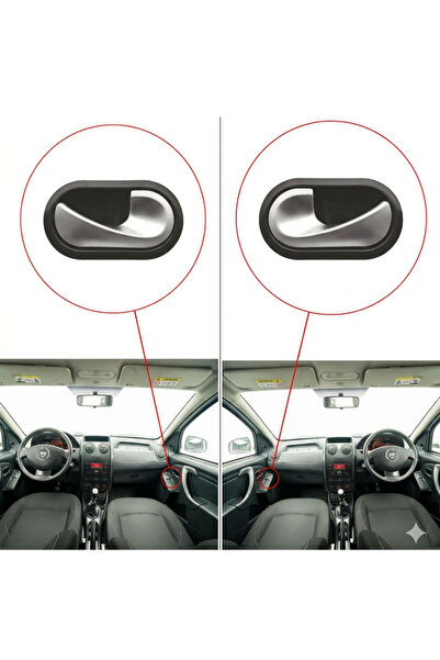 RMS Dacia Logan Dokker Lodgy Duster Kapı İç Açma Kolu Krom Sağ Sol Takım