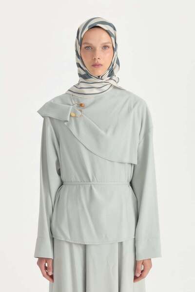 Nihan Ritim Twill Silk Scarf Gray