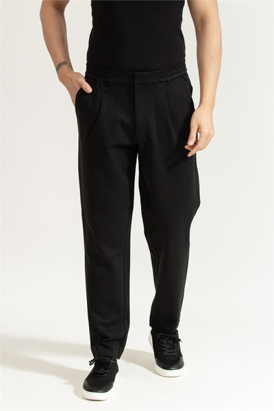 Calvin Klein Slim Tapered Knit Pleated Pant Erkek Chino Pantolon Siyah