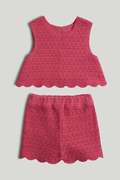 MOTHERCARE Pink Knitted Top and Shorts Outfit