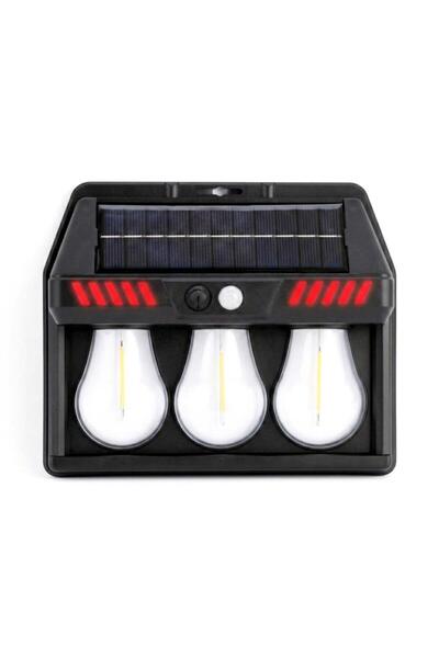 Panther PT-2973 3 lü Sensörlü Solar Led Duvar Lambası Sarı - Kırmızı Yabani H...