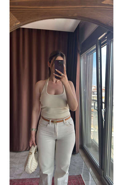 Liliera Halter Krem Crop