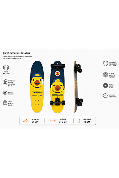 MUBX Kanarya FB Lisanslı Kaykay 81 CM ABEC-7 Profesyonel Skateboard