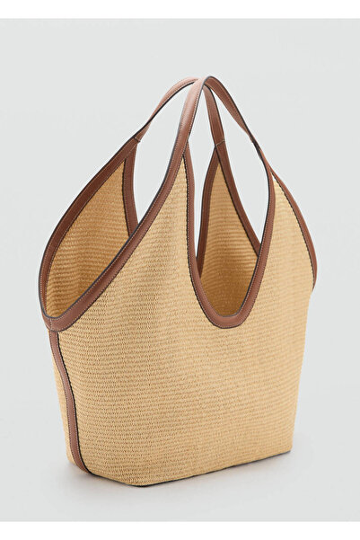 MANGO Woman Doğal elyaf shopper çanta
