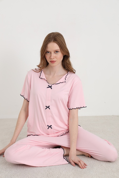 ELİTOL Bamboo Örme Fiyonklu Kadın Pijama Takımı