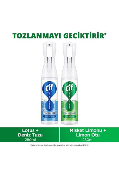 Cif Infinite Clean Sprey Lotus & Deniz Tuzu 280 Mlx1 Misket Limonu & Limon Ot...