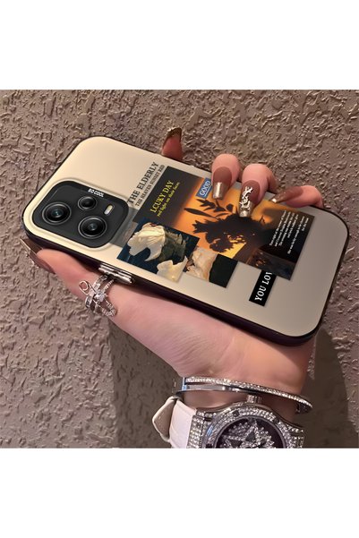 PATTERNOVA Redmi Note 12 Pro 5G Uyumlu Yüksek Kalite Retro Günbatımı Kolaj Kı...
