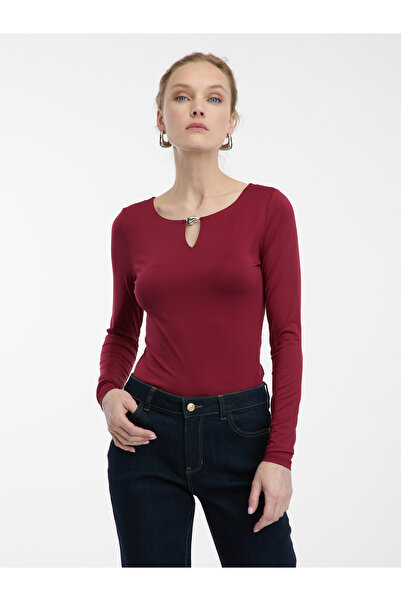 ORSAY Bluză de damă bordo cu mânecă lungă