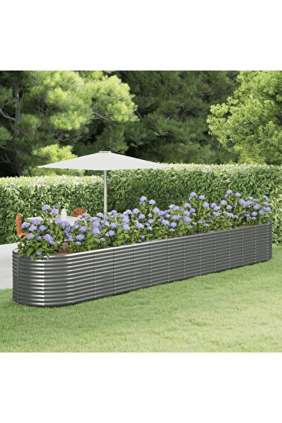 vidaxl Strat inaltat gradina gri 554x100x68 otel vopsit electrostatic