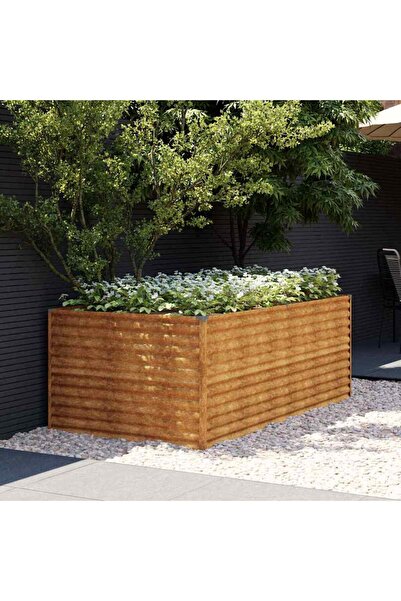 vidaxl Strat inaltat de gradina, 196x100x69 cm, otel corten