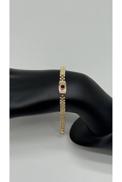 TAKIŞINA Special Series Gold Red Stone Detail Vip Bracelet Gold
