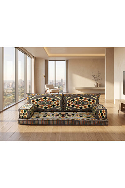 FEYZA DECOR HOME Şark Köşesi Takımı,Kilim Desenli Katlanabilir Yer Minderi Ko...
