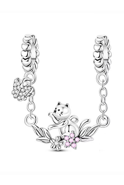 Fubena Miniş Kedi ve Kelebeği Zincir Sallantılı Charm