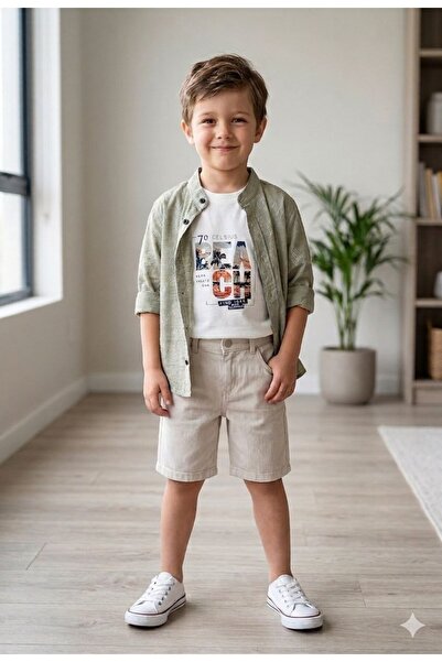 SÜSLÜ KİDS Boy's Shirt/Shorts/T-Shirt 3-Piece Set