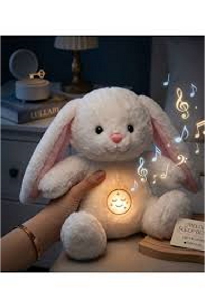 TrendTopic Breathing Rabbit with Sound and Light, Relaxing Brown