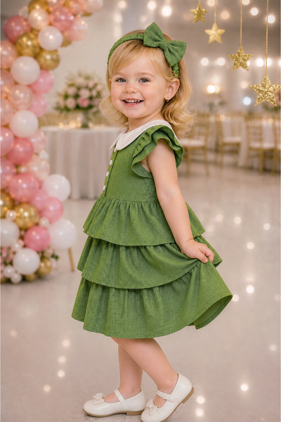 TREEMASS 264 Girls' Stylish Ruffle Detailed Dress