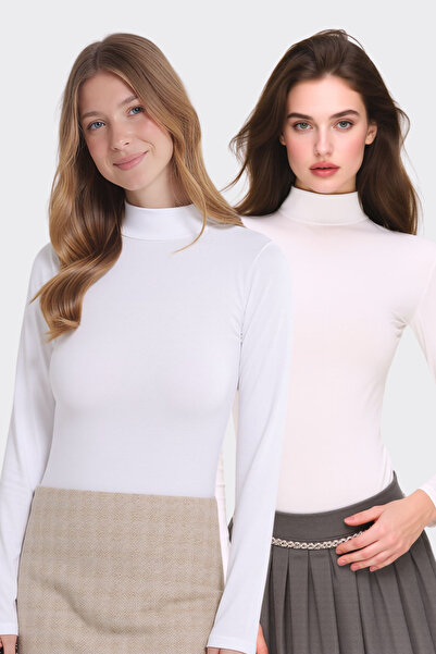 Pearlune Women's Half Turtleneck & Long Sleeve 2-Piece Basic Body Undershirts...