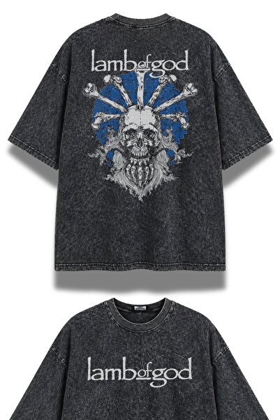 Fuddy Moda Unisex velika majica s leđnim printom rock benda Lamb Of God, periva