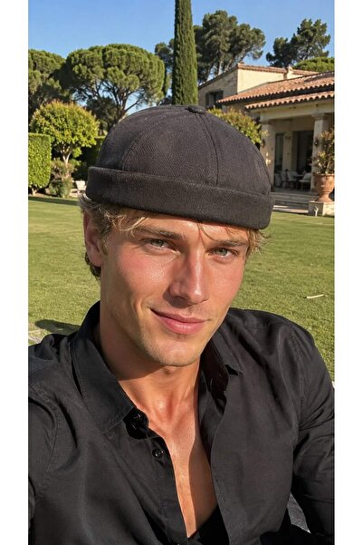 MARBERRY Black Cotton Adjustable Coni Men's Hat