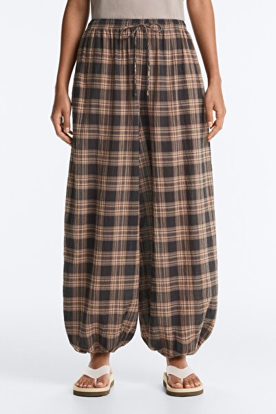 Oysho Check cotton-blend bloomer trousers