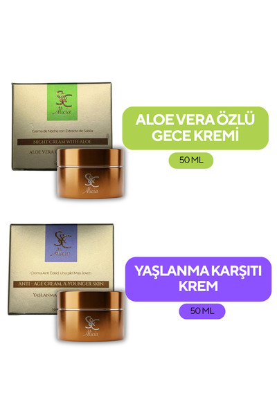 S&C Alicia 2'li Set Yaşlanma Karşıtı Anti-Age ve Aloe Vera Bakımı Bir Arada K...
