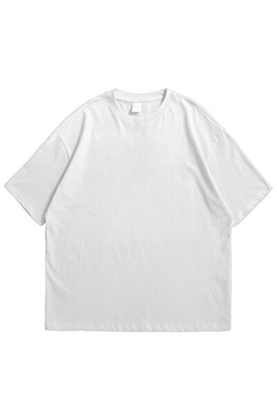 Soft Luxe قميص أبيض للجنسين من سلسلة KanyeWest ذو ياقة دائرية كبيرة الحجم مع ...
