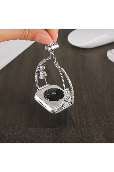Alstrap Apple Watch 11-10 46mm 9 8 7 45mm 6 5 4 SE 44mm Uyumlu Çiçekli Taşlı ...