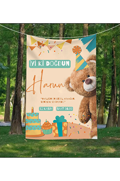 GREENDECOR Kişiye Özel Doğum Günü Duvar Örtüsü İyi ki Doğdun Happy Birthday İ...